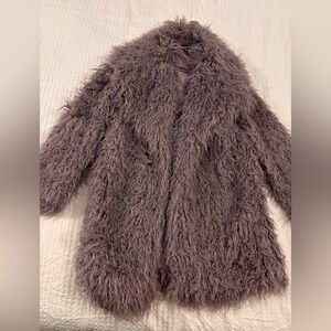 Missguided Shaggy Faux Fur Coat in Lavender